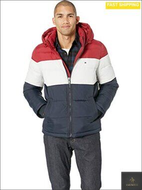 Men's Down Alternative Hooded Puffer Jacket Quilted